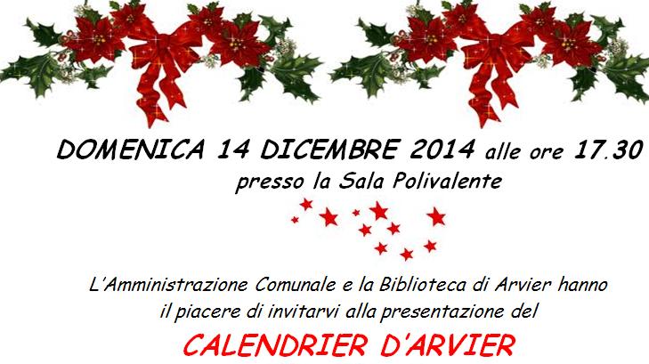 CALENDRIER D’ARVIER 2015