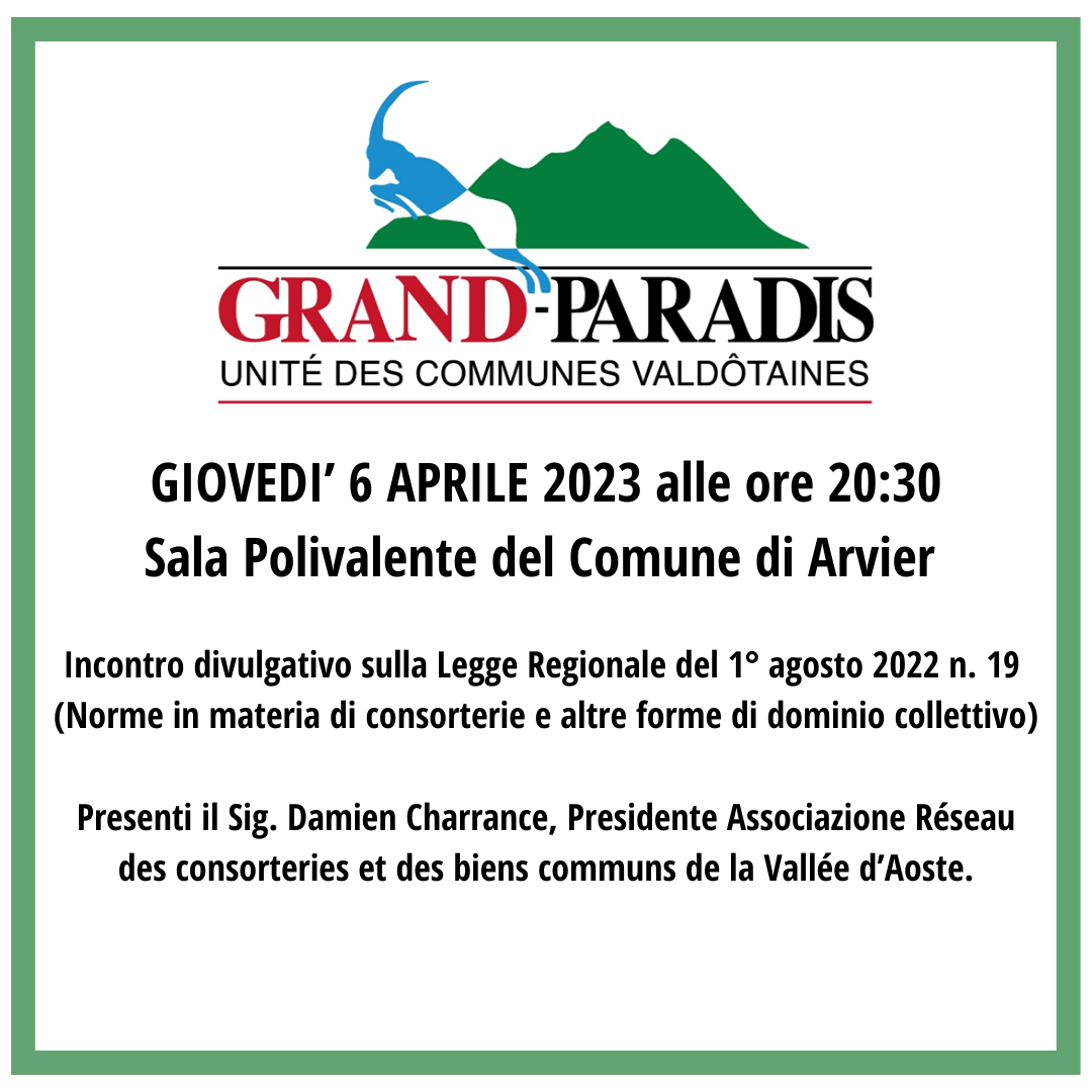 Incontro divulgativo – norme in materia di consorterie e di altre forme di dominio collettivo