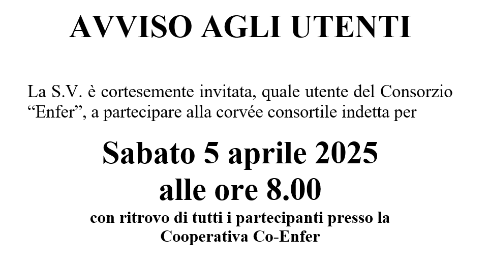 Corvée Consorzio “Enfer”