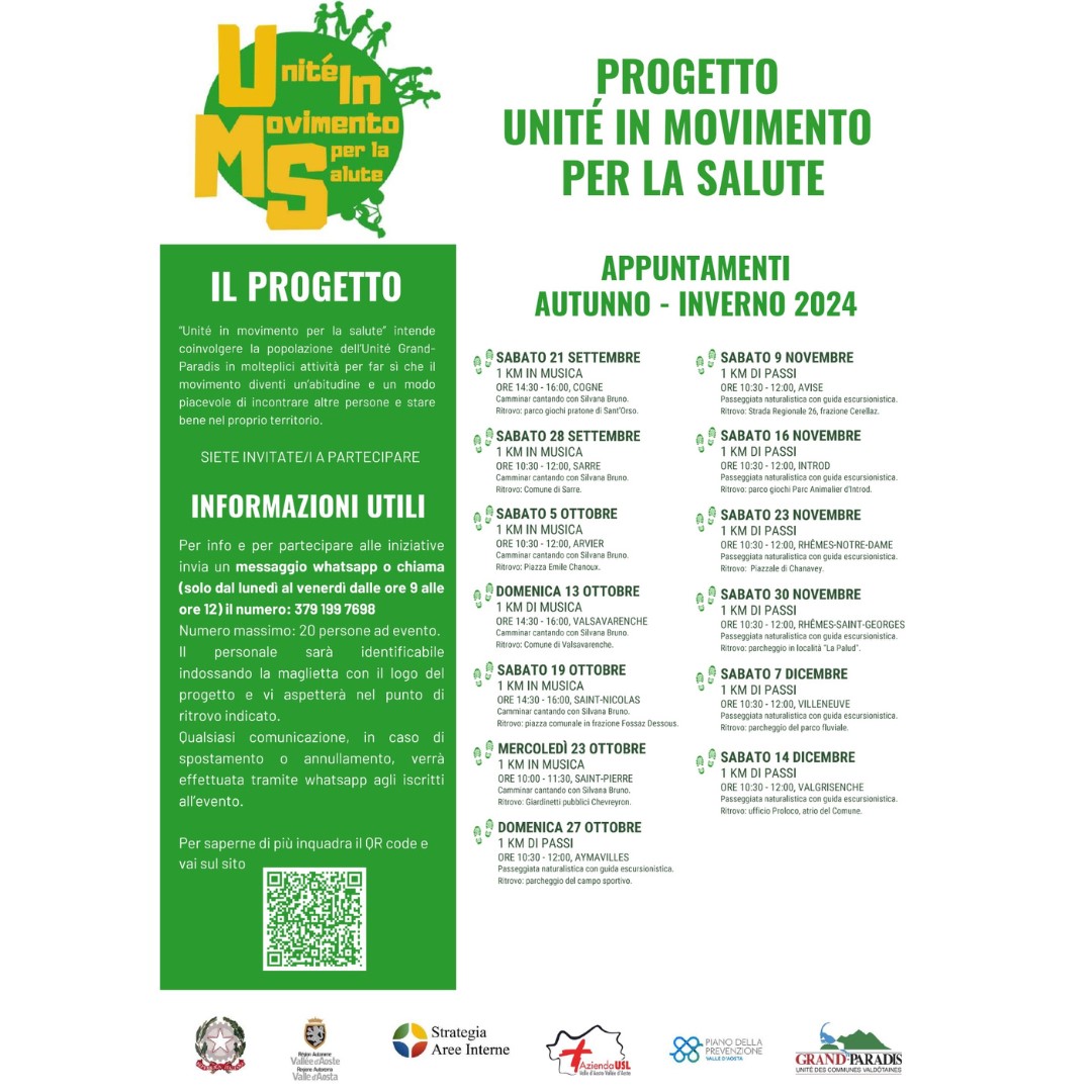 Progetto Unité in movimento per la salute – Appuntamenti Autunno-Inverno 2024