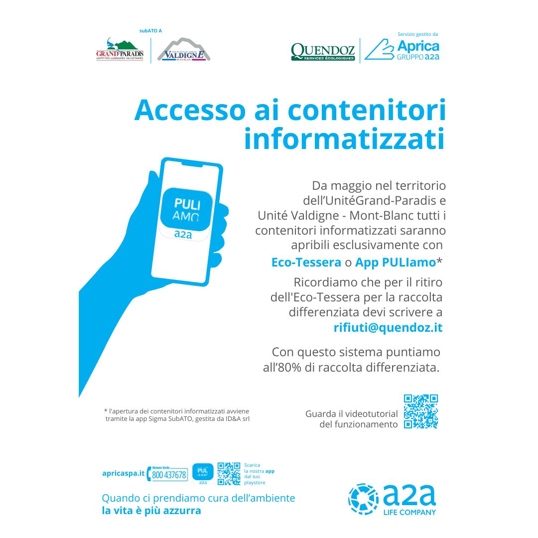 Servizio di raccolta dei rifiuti – Modalità di accesso ai contenitori informatizzati