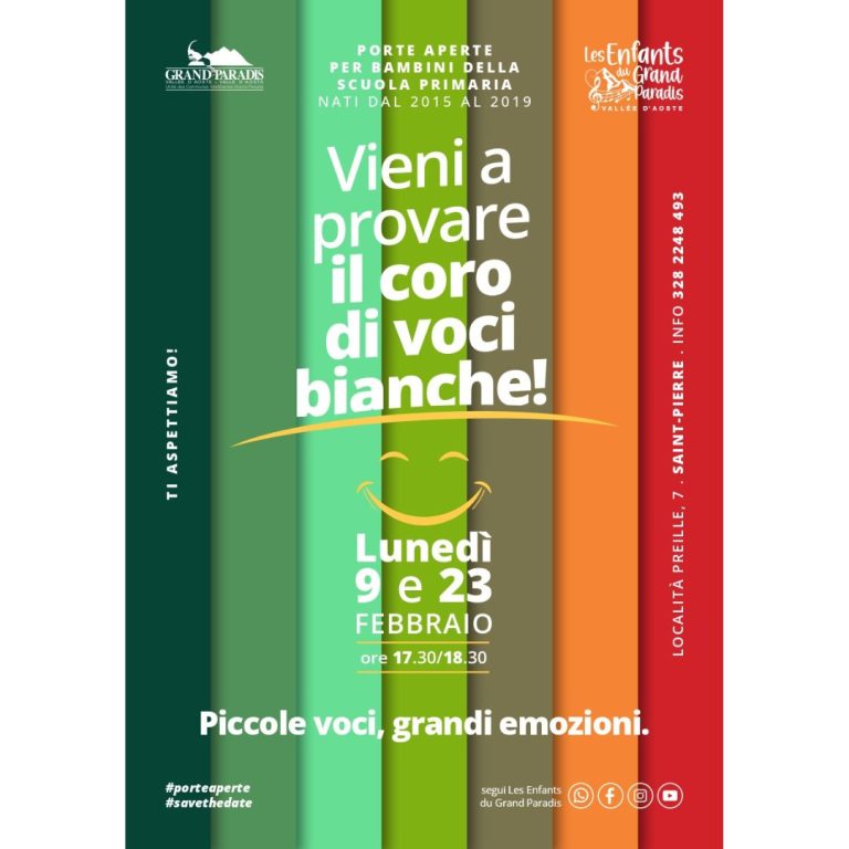 Porte aperte per bambini della scuola primaria – Nati dal 2015 al 2019 – Vieni a provare il coro di voci bianche!
