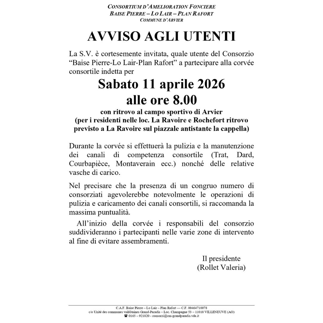 Corvée Consorzio “Baise Pierre-Lo Lair-Plan Rafort”