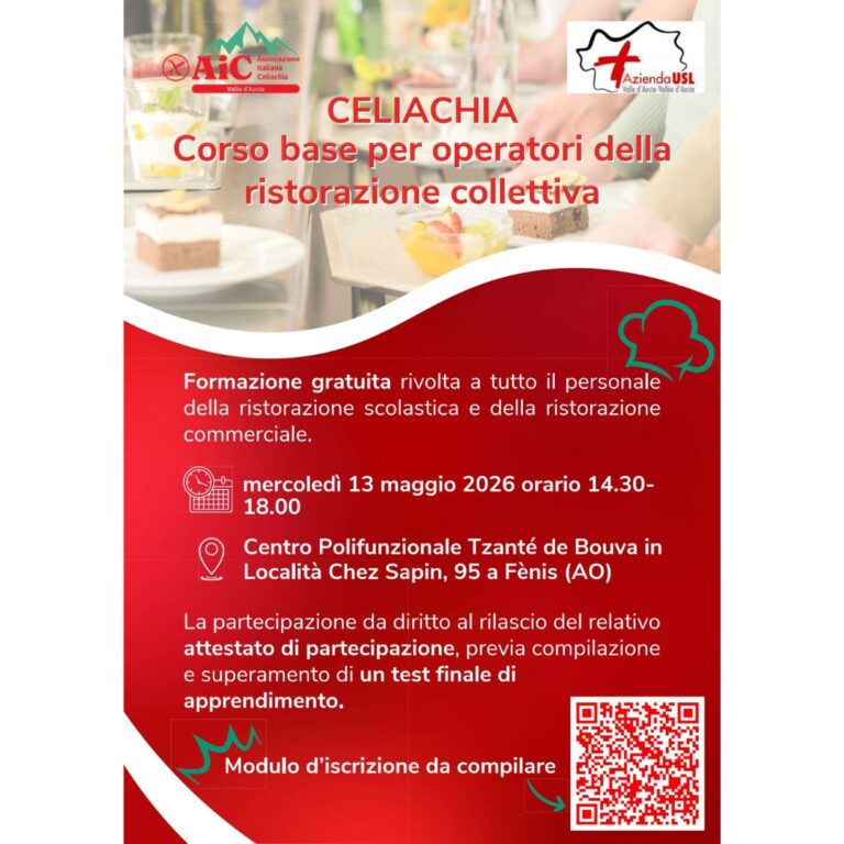 CELIACHIA – Corso base per operatori della ristorazione collettiva