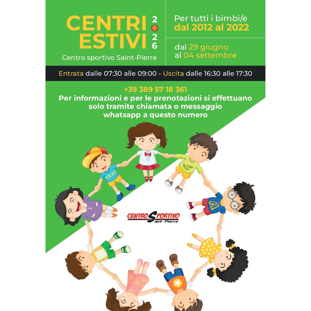 Centri Estivi 2026 – Centro sportivo Saint-Pierre – Per tutti i bimbi/e dal 2012 al 2022