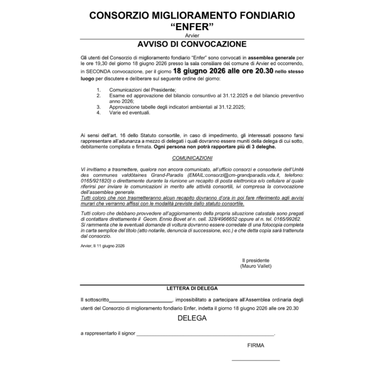 Convocazione Assemblea Generale CMF “Enfer”