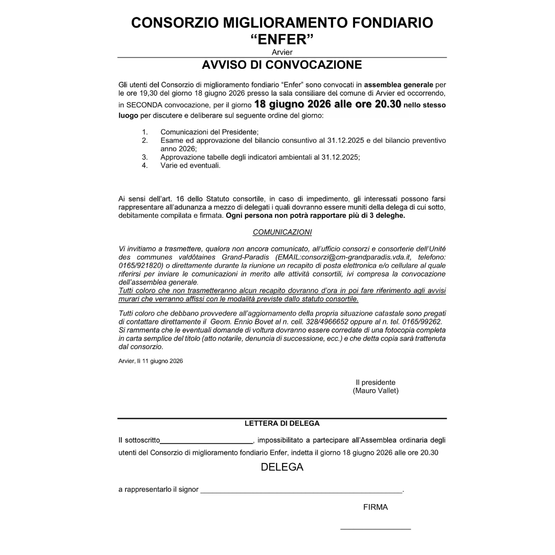 Convocazione Assemblea Generale CMF « Enfer »