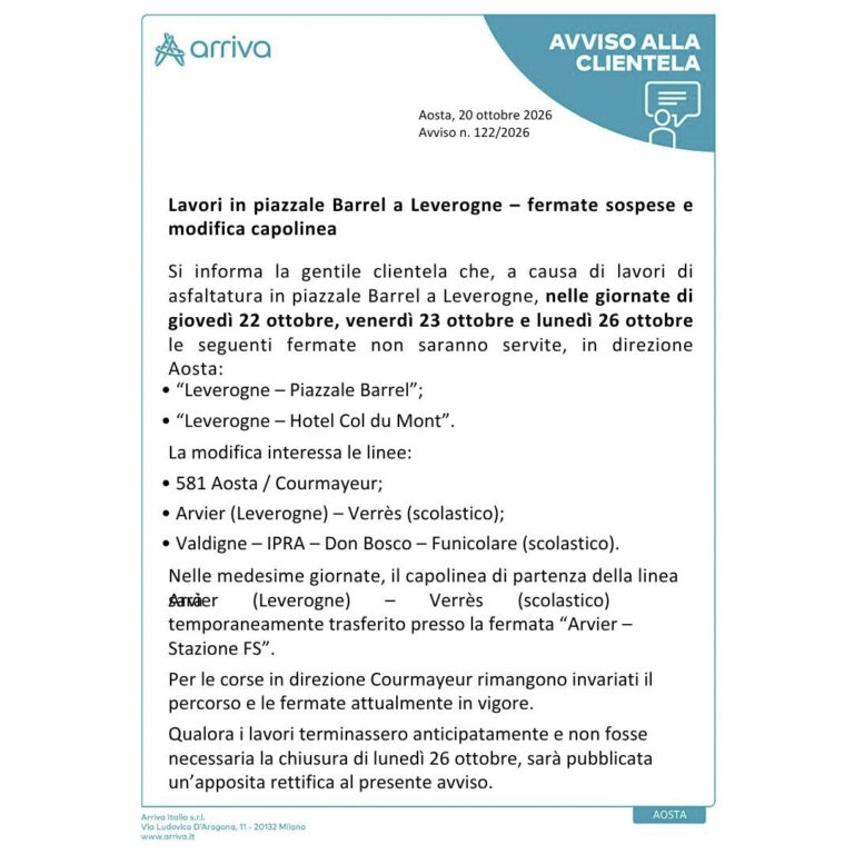 ??Arriva Italia – Comunicazione sospensione fermate per lavori di asfaltatura